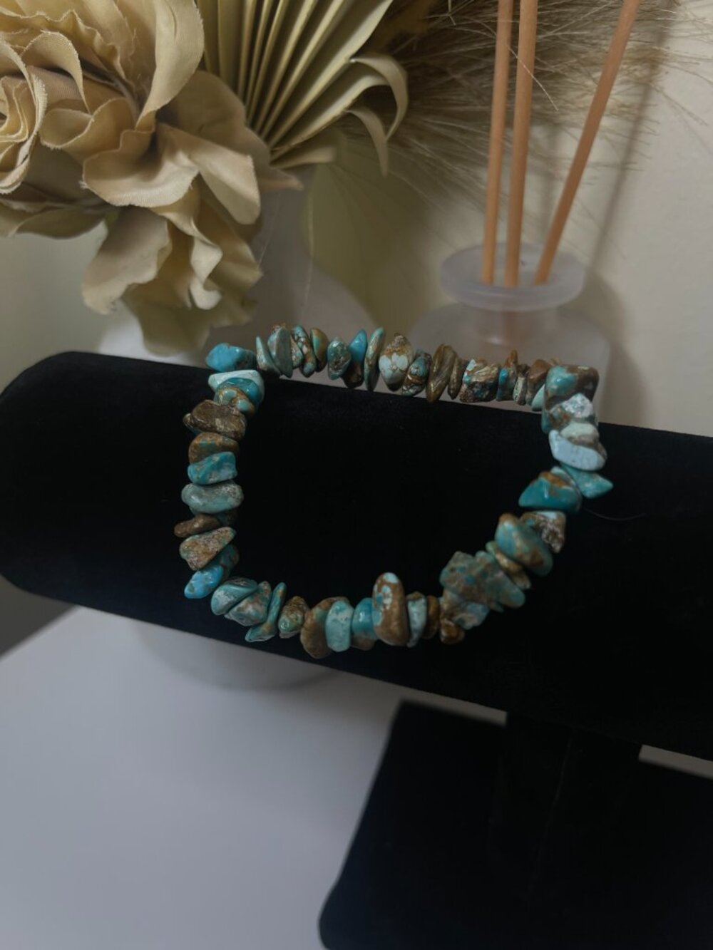 Genuine Native Number 8 Turquoise Stretch Nugget Bracelet Southwestern Artisan